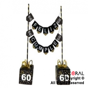 SET BANDERINES F/C DECORACION MESA 60 AOS X 1